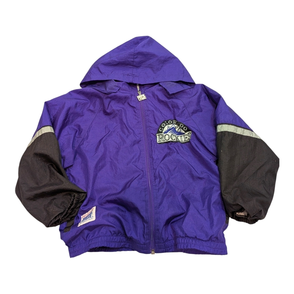 Vintage 90s Colorado Rockies Windbreaker Mighty Mac Rookie League Kids S (8-10)